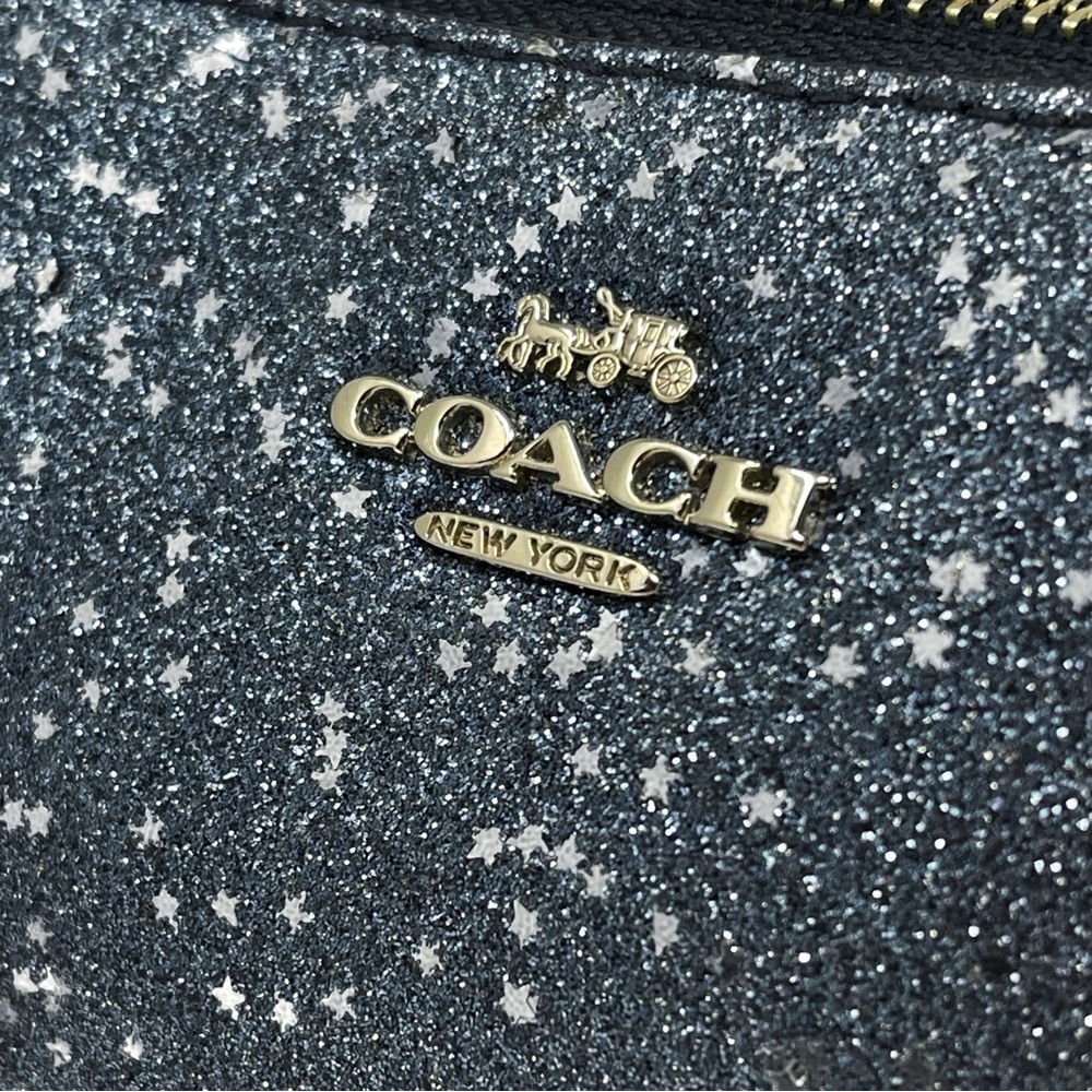 Coach Top Handle Pouch With Star Glitter Crossgrain Leather Bag Crossbody - Picture 5 of 12